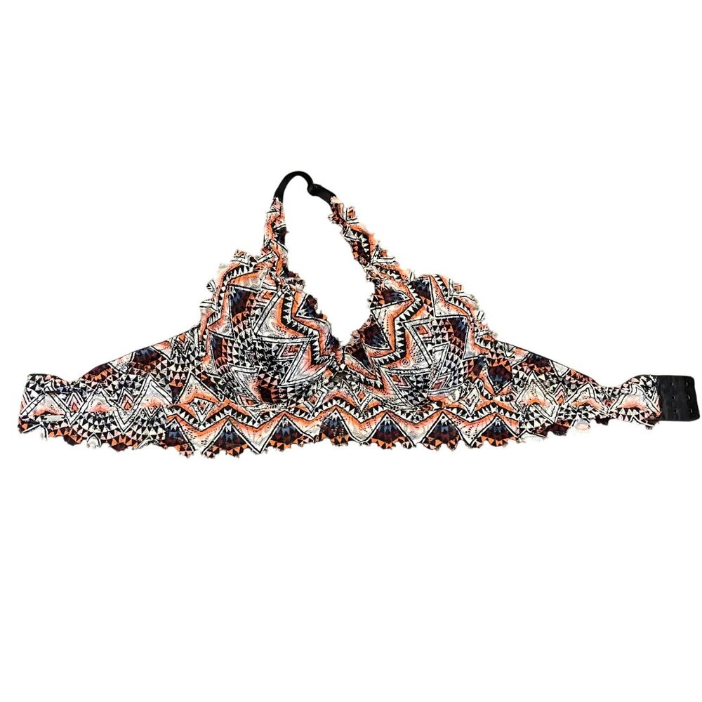 Victoria's Secret Pink Lace Bralette Zigzag Lightly Lined Adjust Halter Strap SM